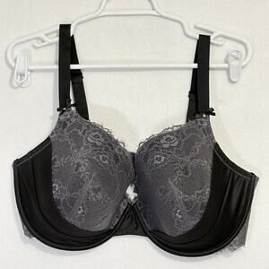 Adore Me Bra Womens Plus Dusty Gray Black Lace Underwire 42G Back Closure
